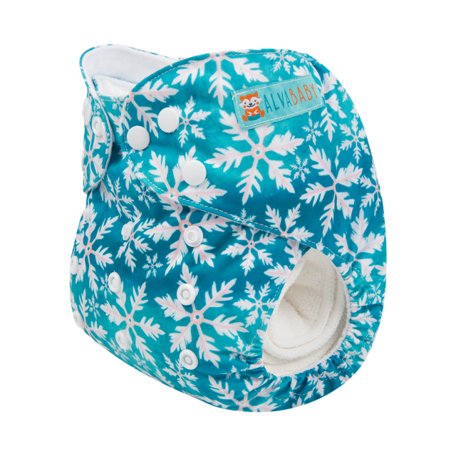 ALVABABY One Size Print Pocket Cloth Diaper -Snowflake(H150A)