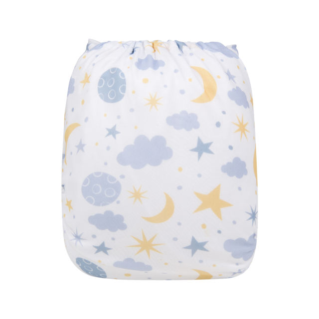 ALVABABY One Size Print Pocket Cloth Diaper -Moon & star(H190A)