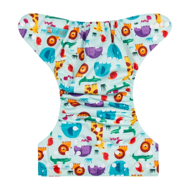 ALVABABY One Size Print Pocket Cloth Diaper -Animals(H160A)