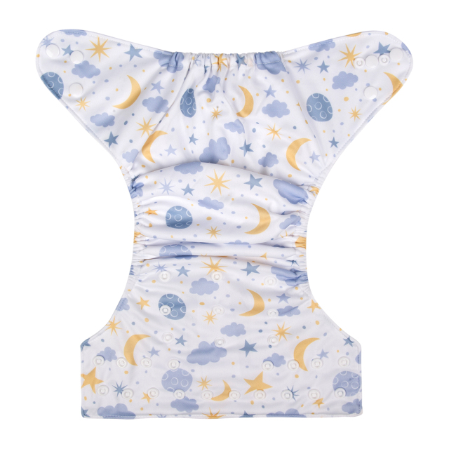 ALVABABY One Size Print Pocket Cloth Diaper -Moon & star(H190A)