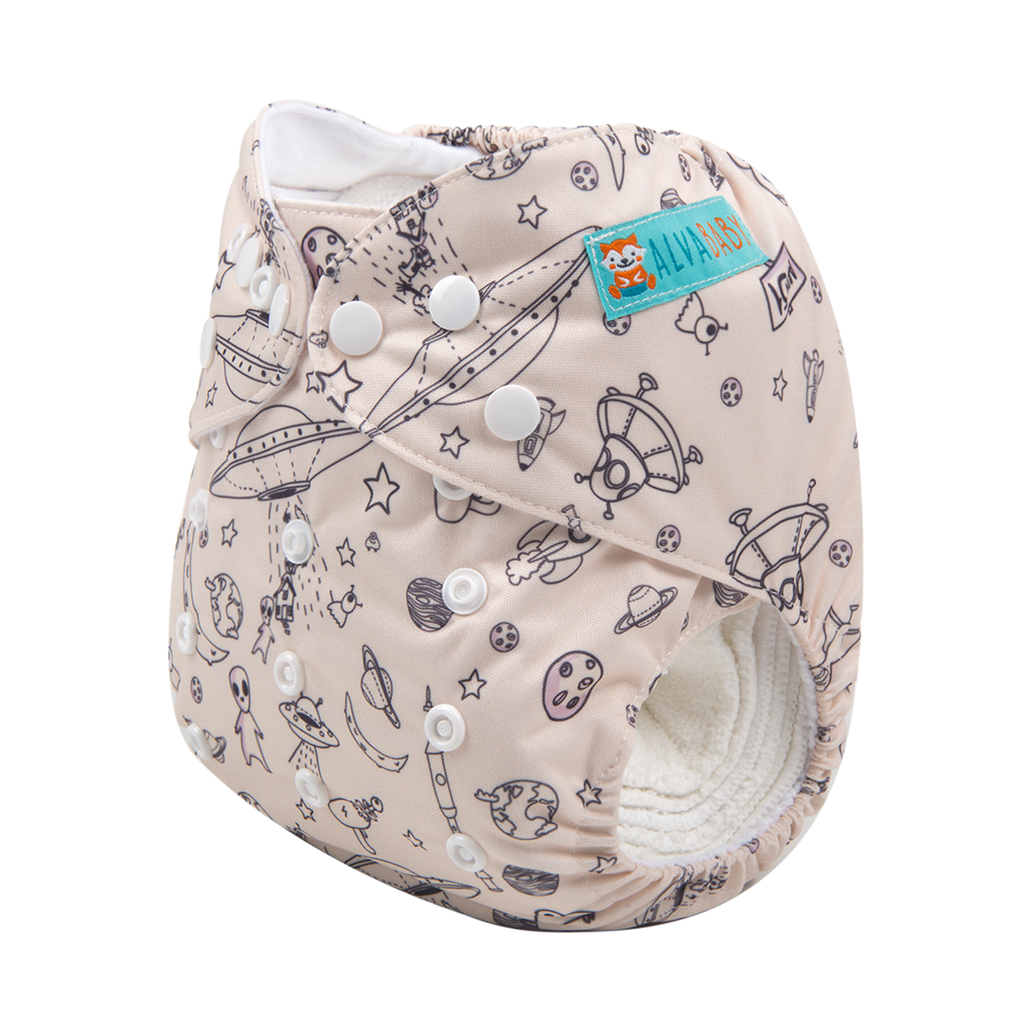 ALVABABY Print Cloth Diaper - One Size Adjustable Washable & Reusable Diaper for Babies and Toddlers-(Planet, H132A)