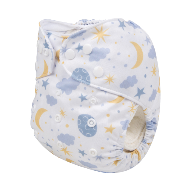 ALVABABY One Size Print Pocket Cloth Diaper -Moon & star(H190A)