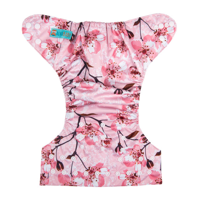 ALVABABY One Size Print Pocket Cloth Diaper -Pink plum(H140A)