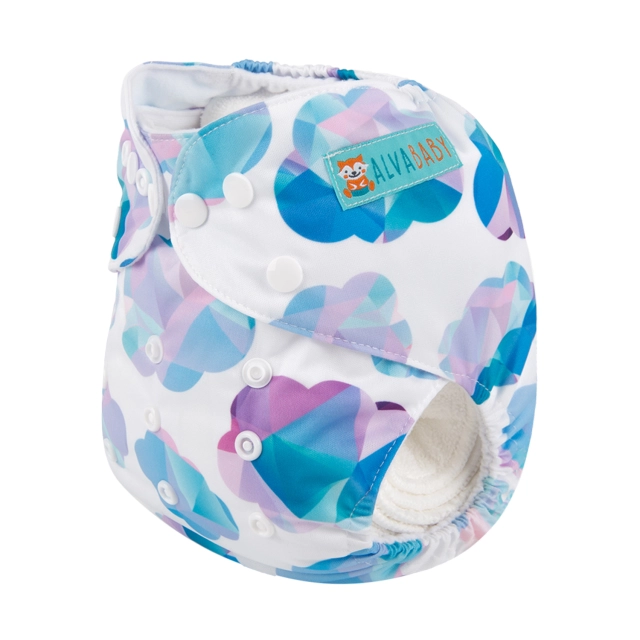 ALVABABY One Size Print Pocket Cloth Diaper -Purple clouds(H127A)