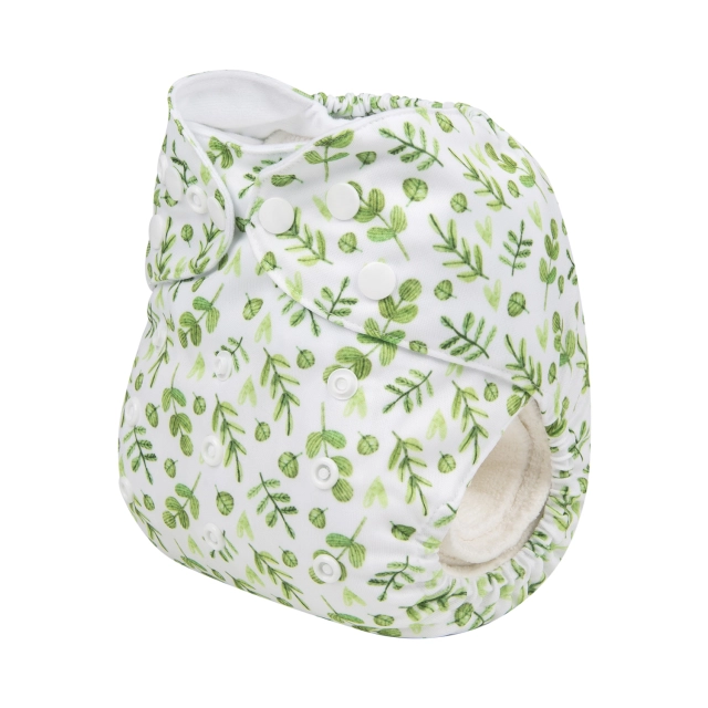 ALVABABY One Size Print Pocket Cloth Diaper -Green leaf(H187A)