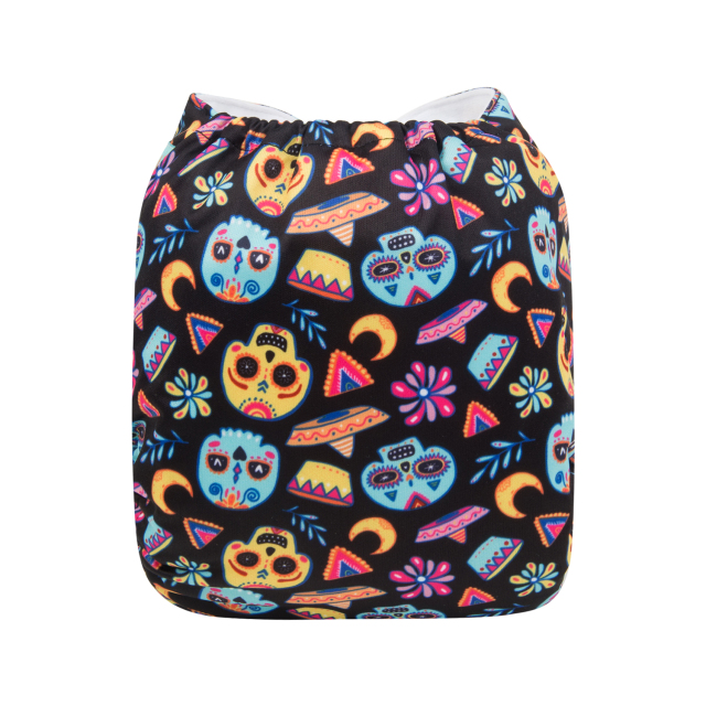ALVABABY One Size Print Pocket Cloth Diaper -Color skull(H151A)