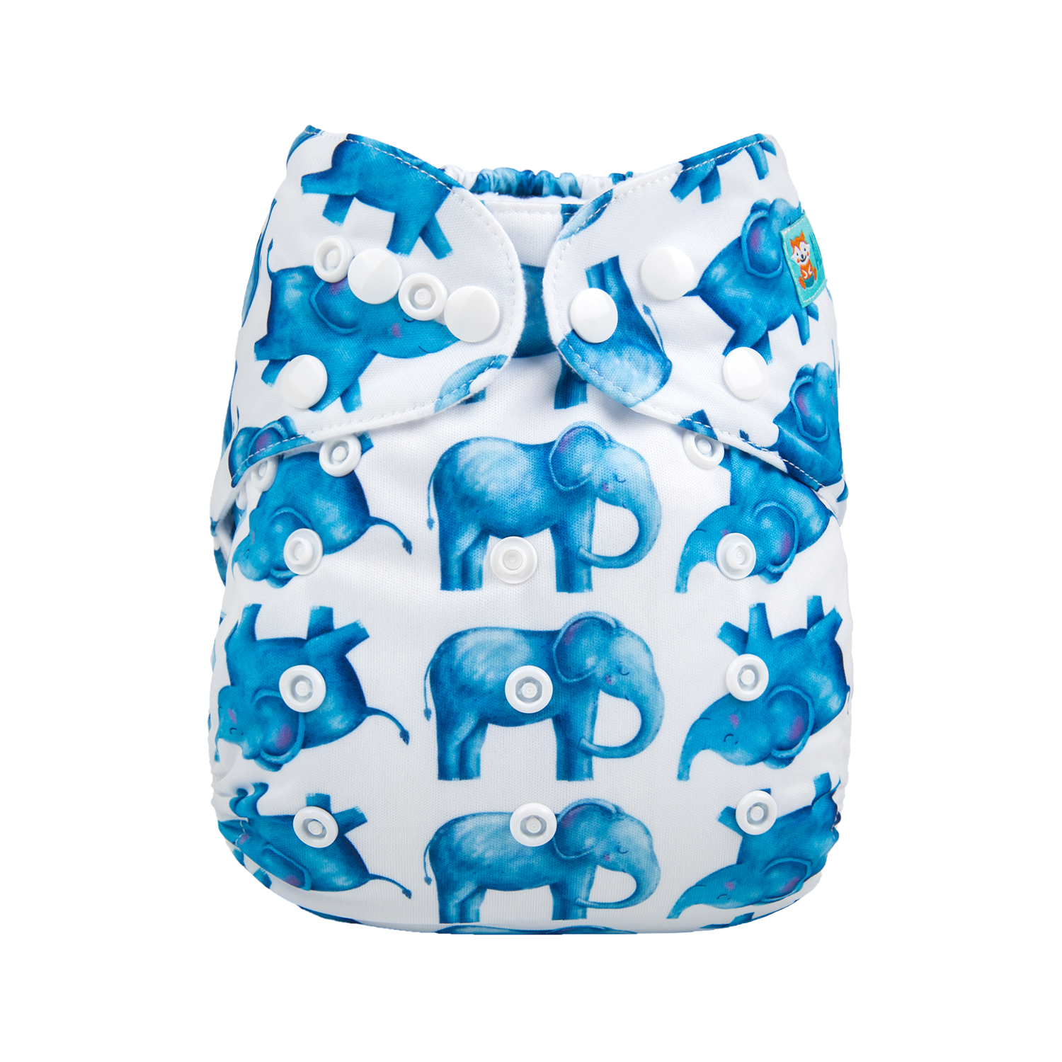 ALVABABY One Size Print Pocket Cloth Diaper -Blue elephant(H141A)