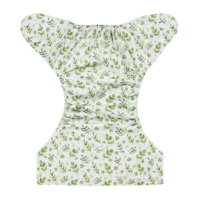 ALVABABY One Size Print Pocket Cloth Diaper -Green leaf(H187A)
