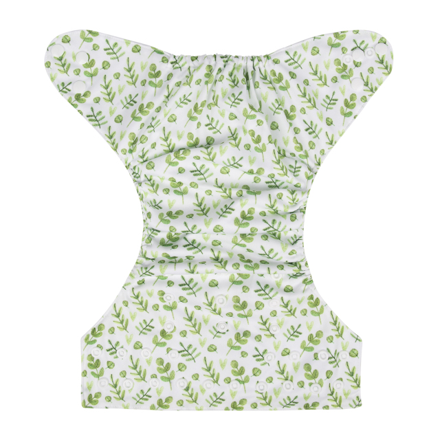 ALVABABY One Size Print Pocket Cloth Diaper -Green leaf(H187A)