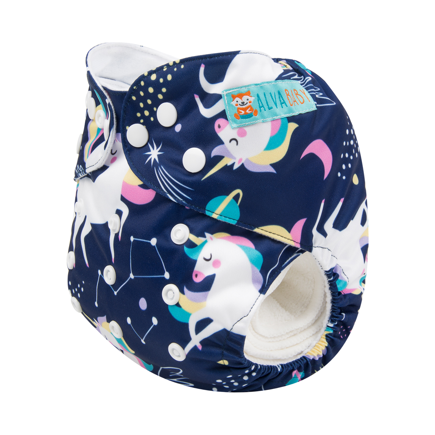 ALVABABY Print Cloth Diaper - One Size Adjustable Washable & Reusable Diaper for Babies and Toddlers (Unicorn, H152A)