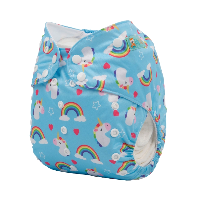 ALVABABY Big Size Pocket Cloth Diaper -Rainbow and unicorn (ZH261A)