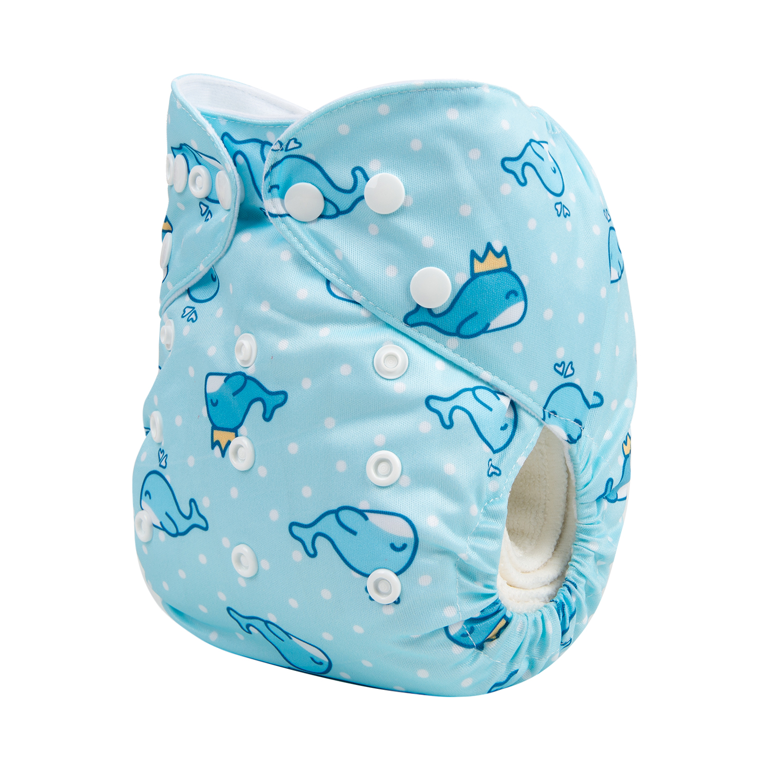 ALVABABY One Size Print Pocket Cloth Diaper -Blue dolphin(H242A)