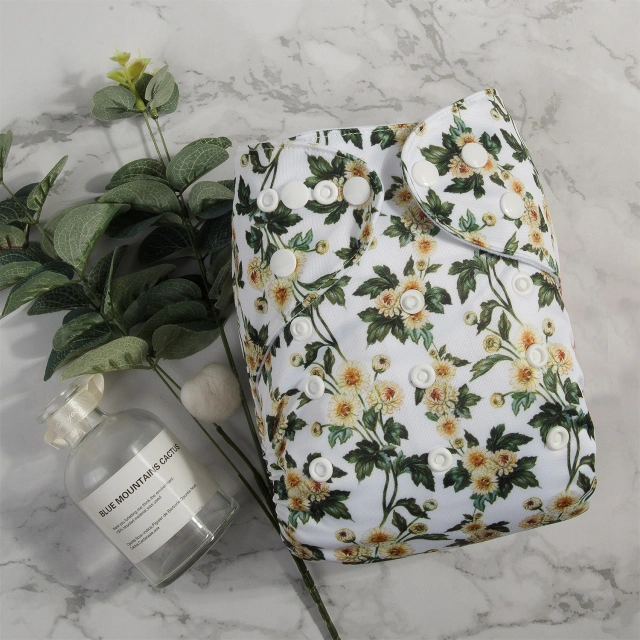 ALVABABY One Size Print Pocket Cloth Diaper -Chrysanthemum(H239A)