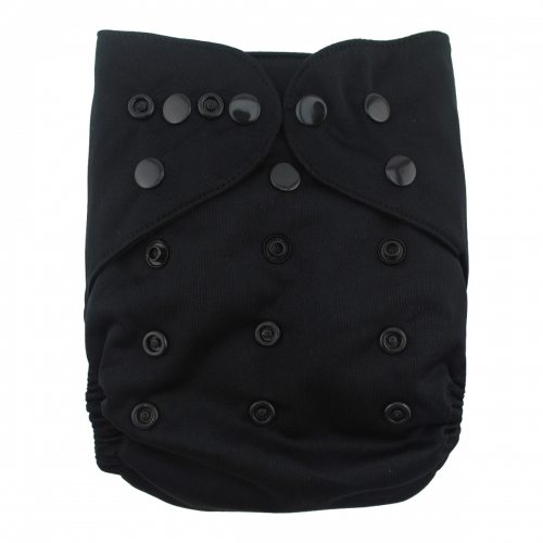 ALVABABY Diaper Cover with Double Gussets Solid Color Black(DC-B26)