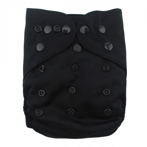 ALVABABY Diaper Cover with Double Gussets Solid Color Black(DC-B26)