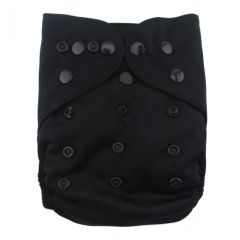 ALVABABY Diaper Cover with Double Gussets Solid Color Black(DC-B26)