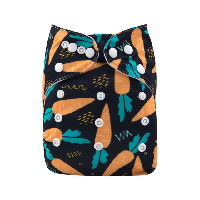 ALVABABY One Size Print Pocket Cloth Diaper -Carrot(H197A)
