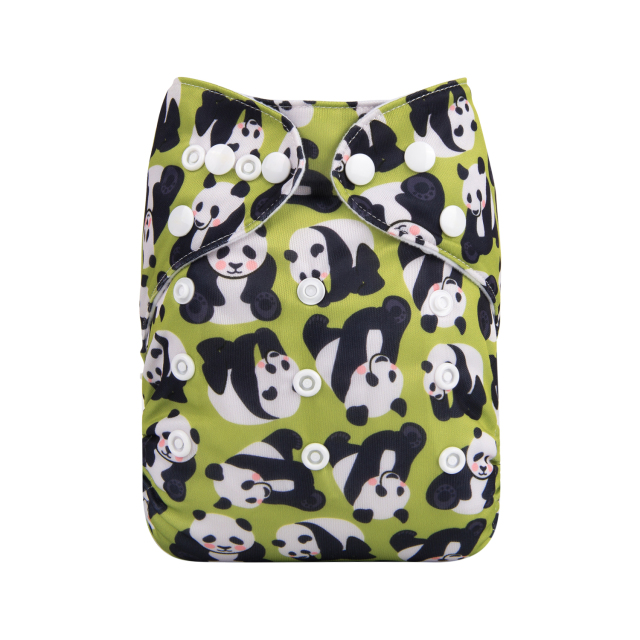ALVABABY One Size Print Pocket Cloth Diaper -Pandas(H232A)