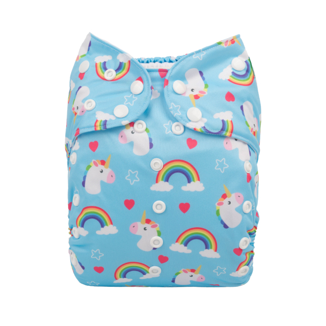 ALVABABY Big Size Pocket Cloth Diaper -Rainbow and unicorn (ZH261A)