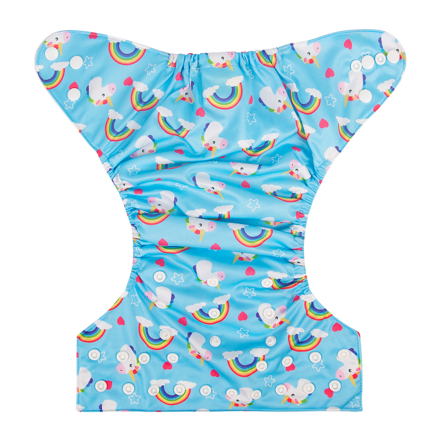 ALVABABY One Size Print Pocket Cloth Diaper -Rainbow and unicorn(H261A)