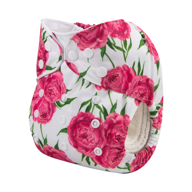 ALVABABY One Size Print Pocket Cloth Diaper -Roses(H213A)