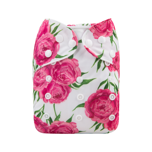 ALVABABY One Size Print Pocket Cloth Diaper -Roses(H213A)