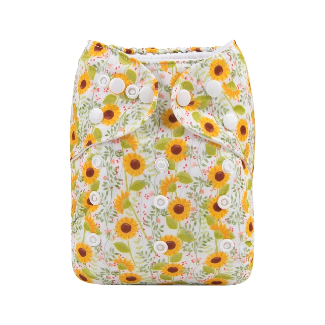 ALVABABY One Size Print Pocket Cloth Diaper -Sunflowers(H222A)