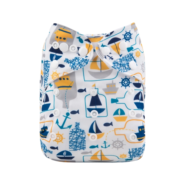 ALVABABY One Size Print Pocket Cloth Diaper -Nautica(H210A)