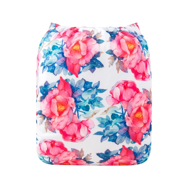 ALVABABY One Size Print Pocket Cloth Diaper -Pink roses(H193A)