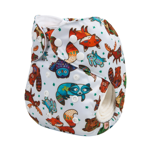 ALVABABY One Size Print Pocket Cloth Diaper -Animals(H243A)