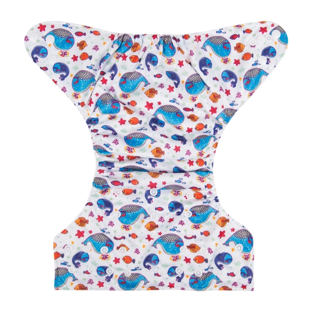 ALVABABY One Size Print Pocket Cloth Diaper -Dolphin(H223A)