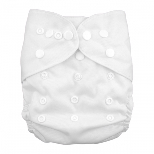 Reusable Cloth Diaper Cover – Waterproof Diaper Shell for Prefolds & Fitted Diapers (White, DC-B09)