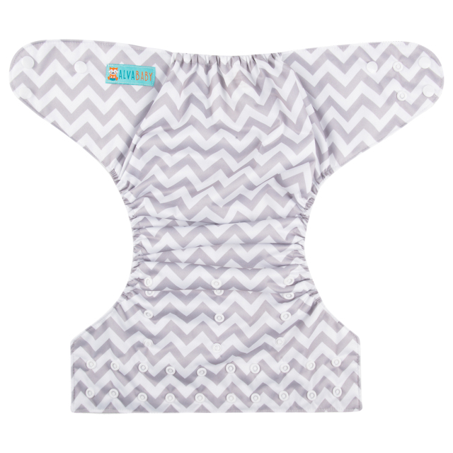 ALVABABY Big Size Pocket Cloth Diaper Grey&White Chevron (ZS33A)