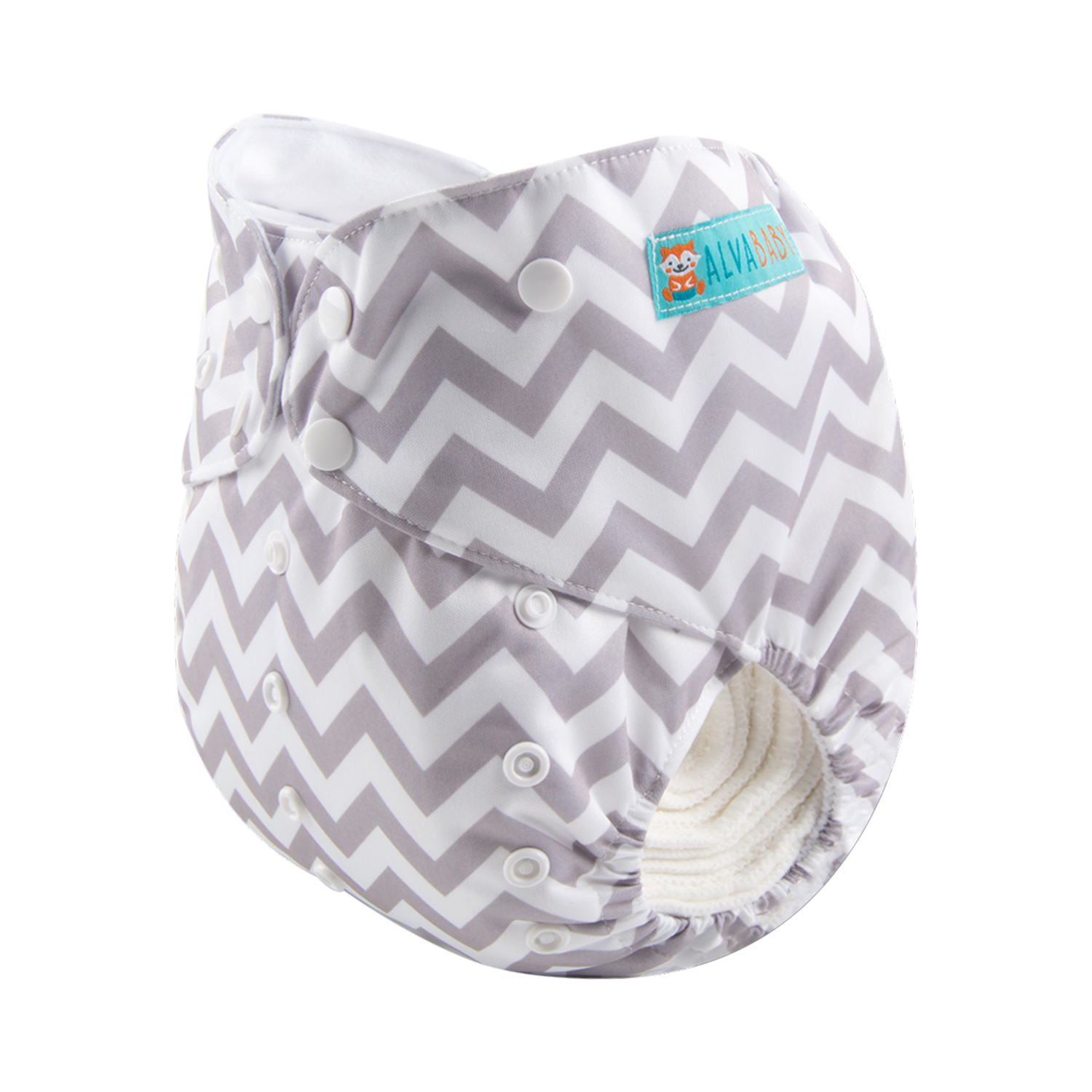 ALVABABY Big Size Cloth Diaper | Adjustable & Leakproof  (Grey&White Chevron, ZS33A)