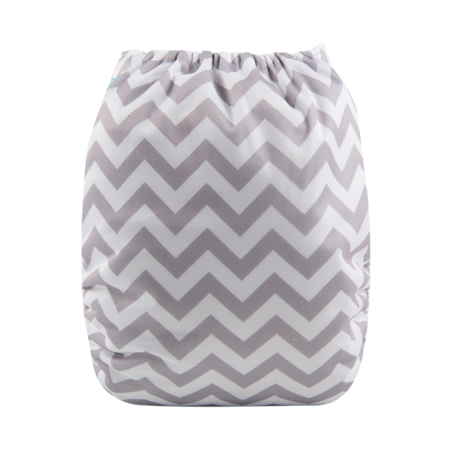 ALVABABY Big Size Pocket Cloth Diaper Grey&White Chevron (ZS33A)