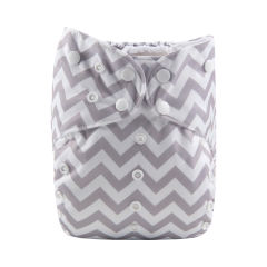 ALVABABY Big Size Pocket Cloth Diaper Grey&White Chevron (ZS33A)