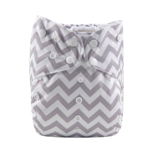 ALVABABY Big Size Pocket Cloth Diaper Grey&White Chevron (ZS33A)