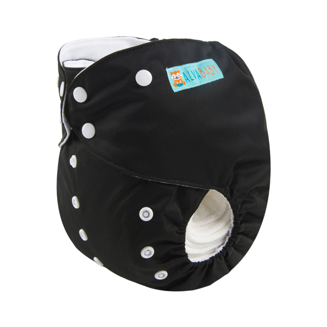 ALVABABY Big Size Pocket Cloth Diaper -Black (ZB26A)