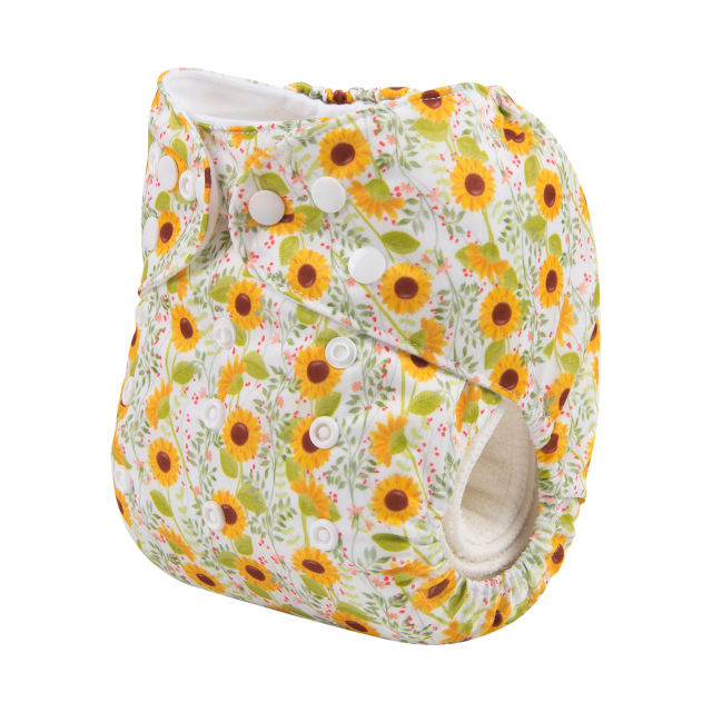 ALVABABY One Size Print Pocket Cloth Diaper -Sunflowers(H222A)