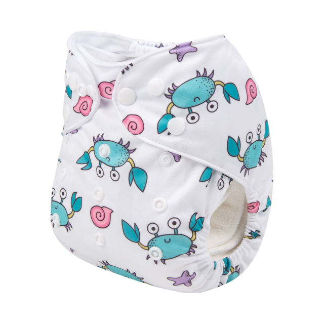 ALVABABY One Size Print Pocket Cloth Diaper -Crabs(H192A)