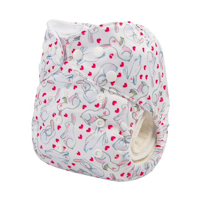 ALVABABY One Size Print Pocket Cloth Diaper -Rabbits(H265A)