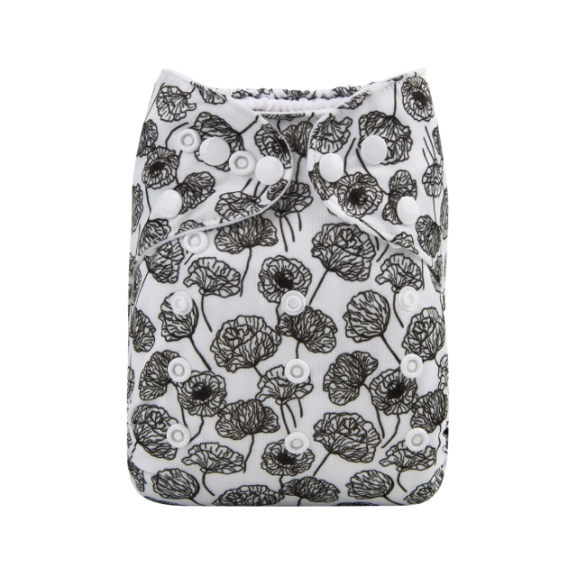 ALVABABY One Size Print Pocket Cloth Diaper -Flower(H216A)