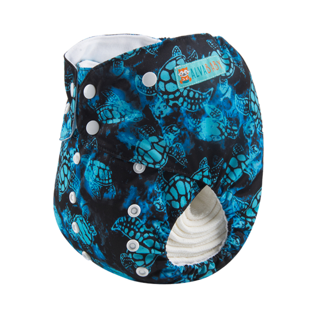 ALVABABY Big Size Pocket Cloth Diaper -Sea turtle (ZH022A)