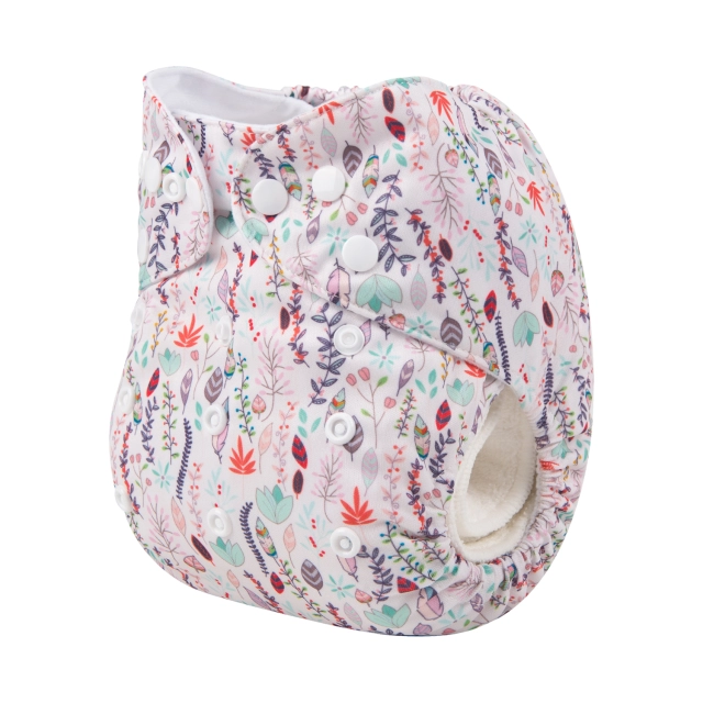 ALVABABY One Size Print Pocket Cloth Diaper -Floral(H205A)