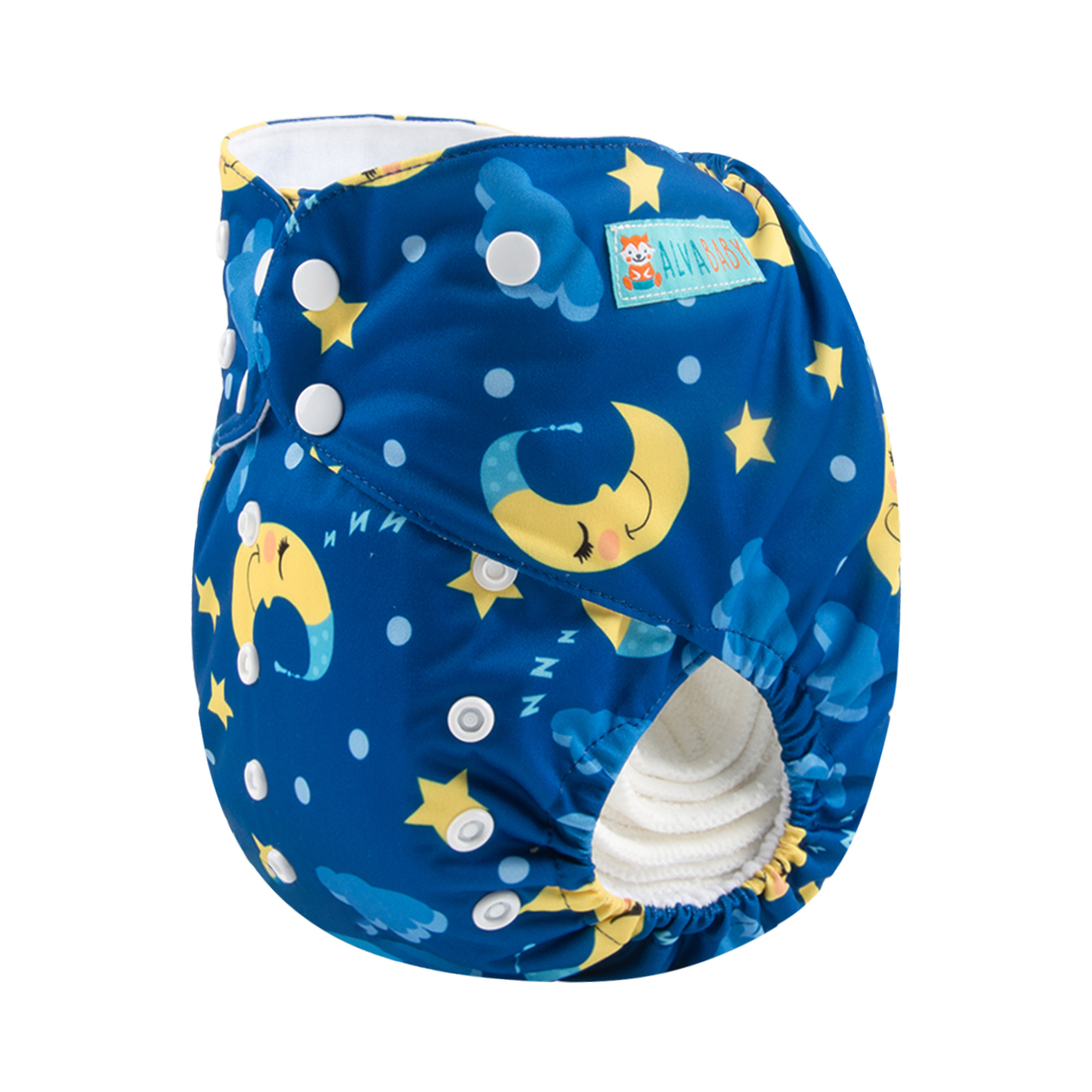 ALVABABY Big Size Cloth Diaper | Adjustable & Leakproof (Moon and stars, ZH085A)