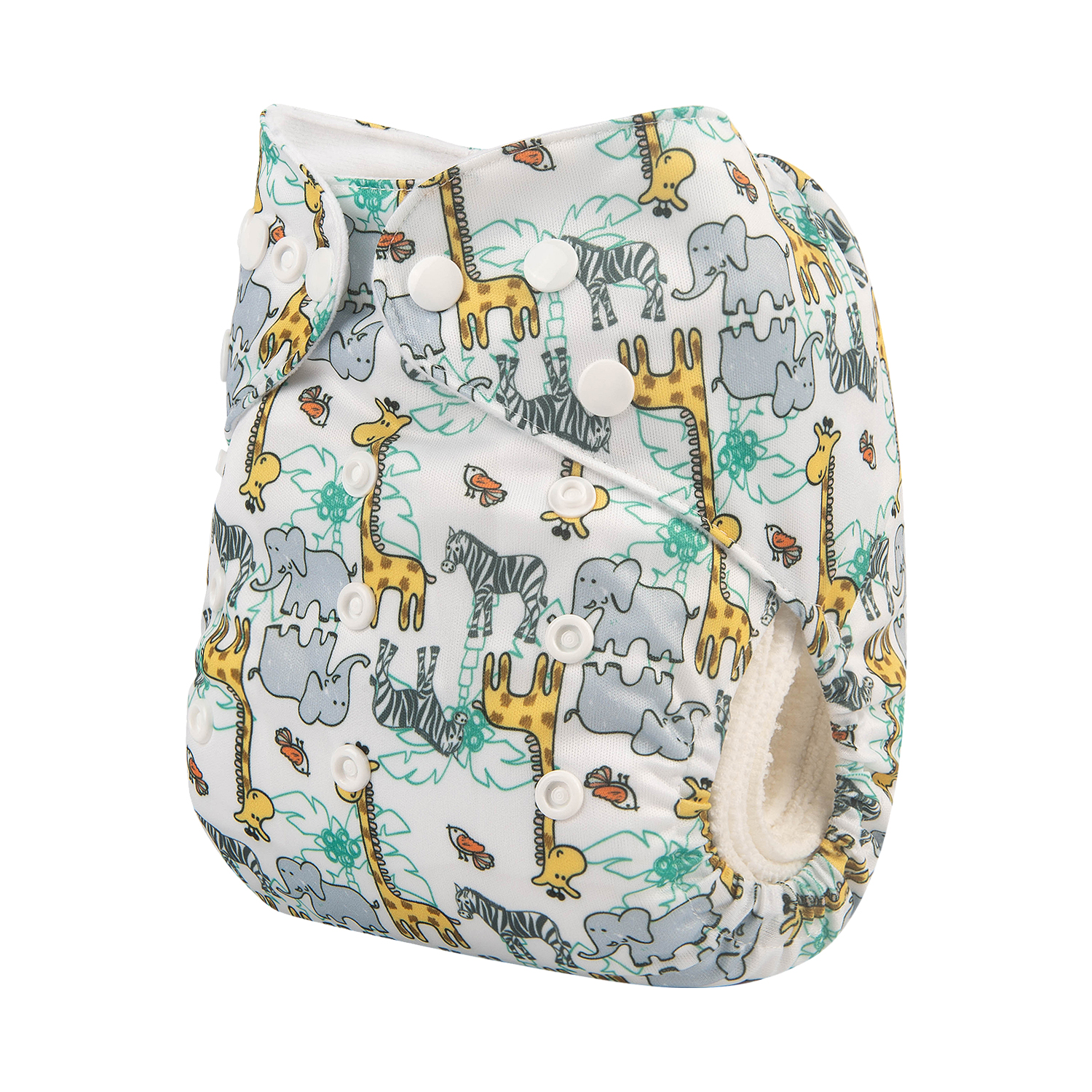 ALVABABY Print Cloth Diaper - One Size Adjustable Washable & Reusable Diaper for Babies and Toddlers (Giraffe&Elephant, H268A)