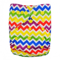 ALVABABY Reusable Cloth Diaper Cover with Double Gussets One Size Chevron(DC-YA37)