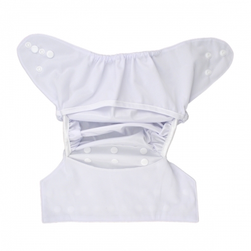 Reusable Cloth Diaper Cover – Waterproof Diaper Shell for Prefolds & Fitted Diapers (White, DC-B09)