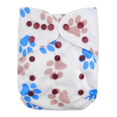 ALVABABY Reusable Cloth Diaper Cover with Double Gussets One Size Dog footprints(DC-YA84)