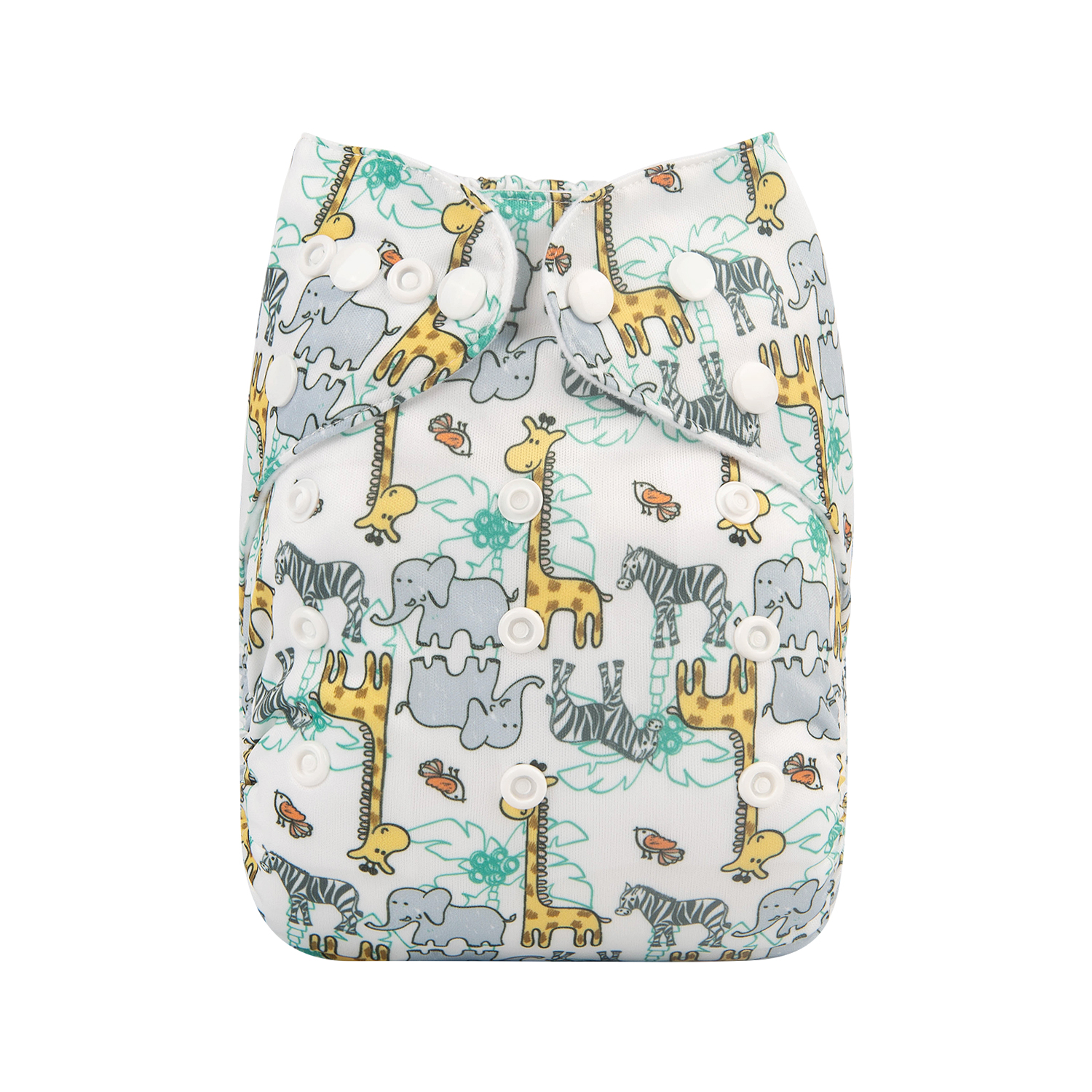 ALVABABY Print Cloth Diaper - One Size Adjustable Washable & Reusable Diaper for Babies and Toddlers (Giraffe&Elephant, H268A)